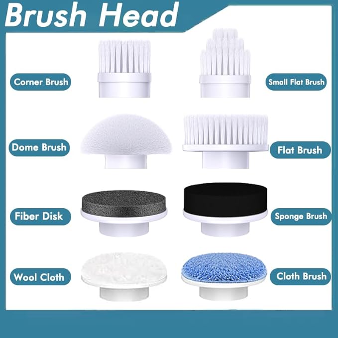 Replaceable Brush Heads - Scrubber Brush for Bathroom, Kitchen, Tile Grout, Bathtub, Shower, Sink, Toilet & Car Cleaning