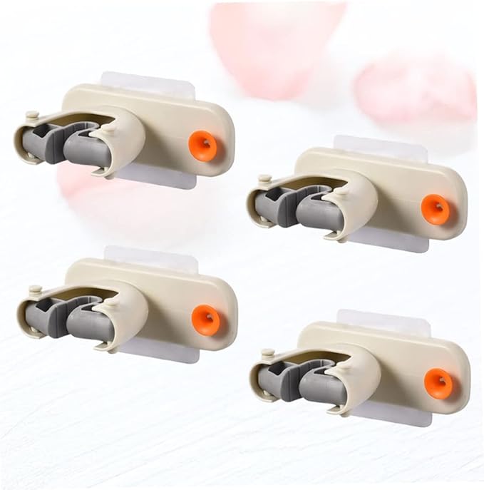 PRETYZOOM 4Pcs Mop Broom Holder Wall Mounted Storage Rack Organizer for Bathroom Kitchen Garage Heat-resistant Mop Hanger Hooks for Cleaning Tools