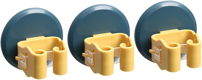 DOITOOL 6pcs Mop and Broom Holder Wall-mounted - Clips for Efficient Storage Cup Design for Easy Installation Kitchen Bathroom and Garage Yellow