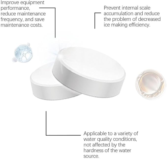 TIMLIFE Ice Machine Cleaner Maker Descaler - 24 Clean Tablets for Ice Machine, Compatible with Opal, Kitchenaid, Helps Remove Hard Water and Mineral Buildup for Great-Tasting Ice