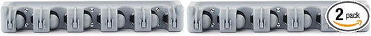 ForHauz Broom Holder with 5 Holding Positions & 6 Hooks, Easy Wall Mount Storage for Organizing Garage or Closet (Pack of 2)