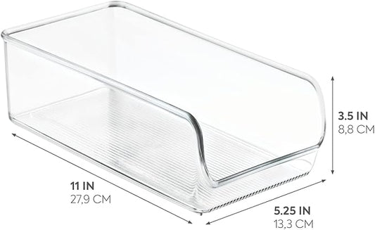 iDesign Linus Plastic Canned Food and Soda Can Organizer with Lid for Refrigerator, Freezer and Pantry, BPA-Free, 5.25" x 11" x 3.5", Clear,0 liters