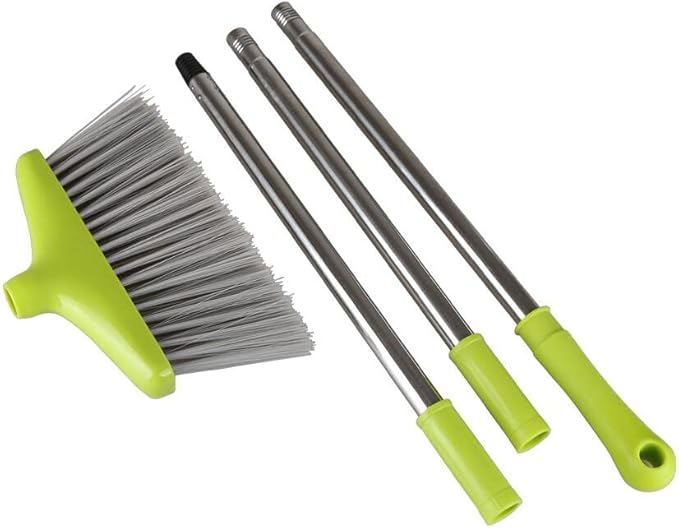FGY Broom and Dustpan Set 48" Long Handle Broom and Collapsible Dust Pan Combo for Home Office Kitchen (Green)