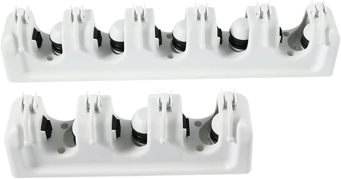 Zerodeko Mop and Broom Holder Wall Mounted Storage Rack Slots Hooks for Garage Garden Kitchen Organization Versatile Umbrella and Tool Storage Rack White
