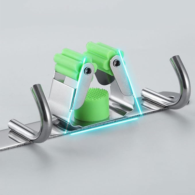 SEIWEI Mop and Broom Holder Wall Mounted Organizer Mop and Broom Storage Tool Rack with 5 Slots and 6 Hooks for Home Organization, Garden, Basement, Kitchen