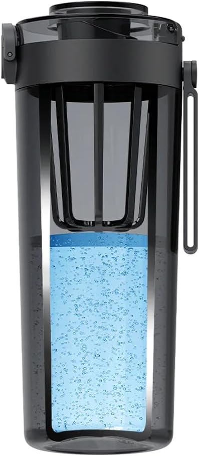 Xiaomi Tritan Water Bottle 600ml, BPA-Free Portable Cup with Tea Strainer & Leak-Proof Lock, One-Hand Operation, for Travel/Sports (Dark Grey)