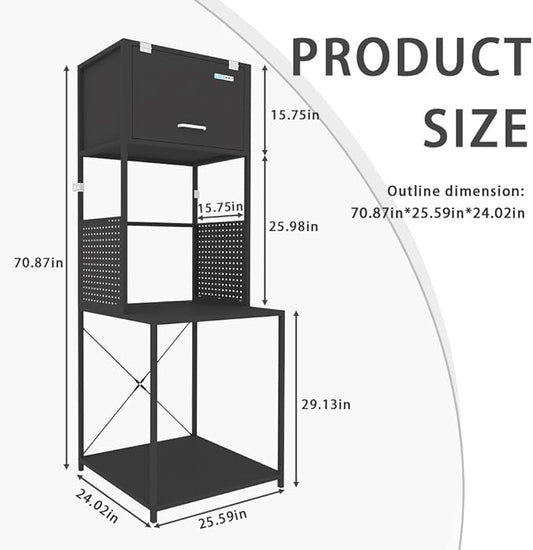 3D Printer Filament Storage Stand Rack with Dehumidifier| 3-Tier All-in-One Organizer with Tool Mounts, Dual Spool Holders | Compatible with Most 3D Printers (100LBlack)