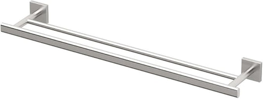 Gatco 4074 Elevate Double Towel Bar, Satin Nickel/Wall Mounted 24 Inch Double Towel Holder Rack for Bathroom