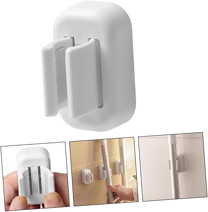 PRETYZOOM Mop Broom Holder Wall Mounted Adhesive Wall Broom Mop Holder Strong Fixing