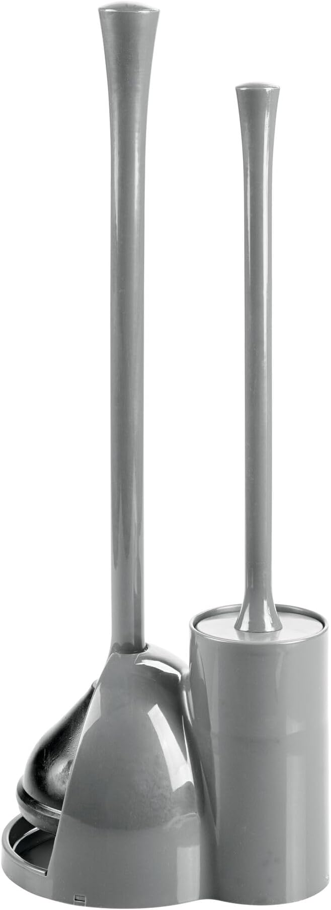 iDesign Compact Toilet Brush and Plunger Set for Bathroom Cleaning and Storage - Gray
