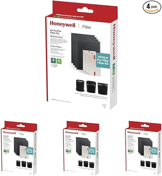 Honeywell HEPA Air Purifier Filter Replacement Kit for HPA300,HPA3300,HPA5300,HPA8350 series Air Purifiers,Value Combo Pack Includes 3 HEPA R & 4 A Carbon Pre-Cut Pre-Filters,(Pack of 4)