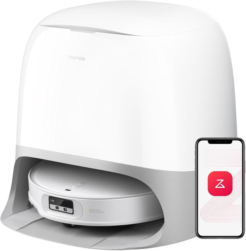 roborock Qrevo CurvX Robot Vacuum and Mop, 22,000Pa Suction, 3.14’’ Ultra Slim, Zero-Tangling Design, Reactive AI Obstacle Recognition, AdaptiLift Chassis, Auto Hot Water Mop Washing & Drying