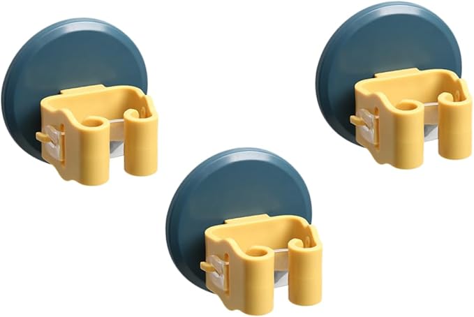 STOBOK 6pcs Mop and Broom Holder Wall-Mounted Gripper - Clips for Easy Access and Storage Suitable for Kitchen Bathroom Garage and More Yellow