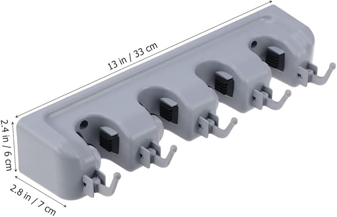 PRETYZOOM Broom Hanger Wall Mount Slot Hook Mop Broom Holder Wall Mounted Brush Organizer
