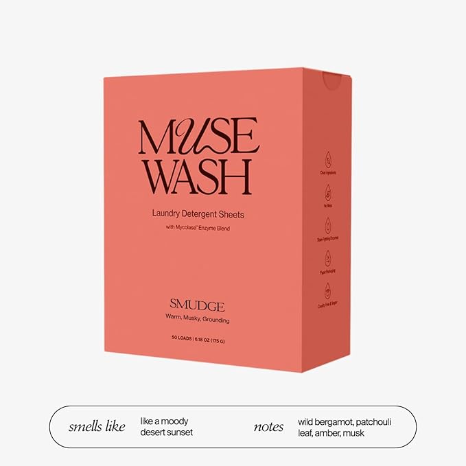 Laundry Detergent Sheets | Enzyme-Powered, Vegan, Paraben-Free | Luxury Scents | Plastic-Free, Eco-Friendly, Travel-Friendly Packaging (50 Loads - 1 Box, SMUDGE)