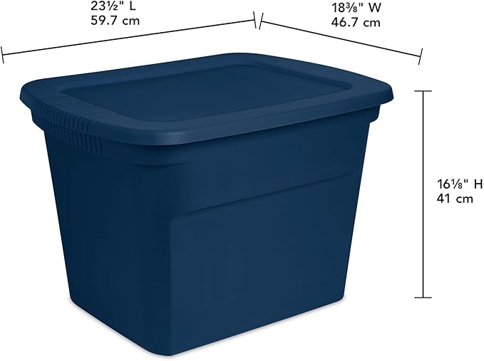 Sterilite 24-Pack Plastic Storage Bins, 18 Gallon Tote Containers with Lids, Marine Blue