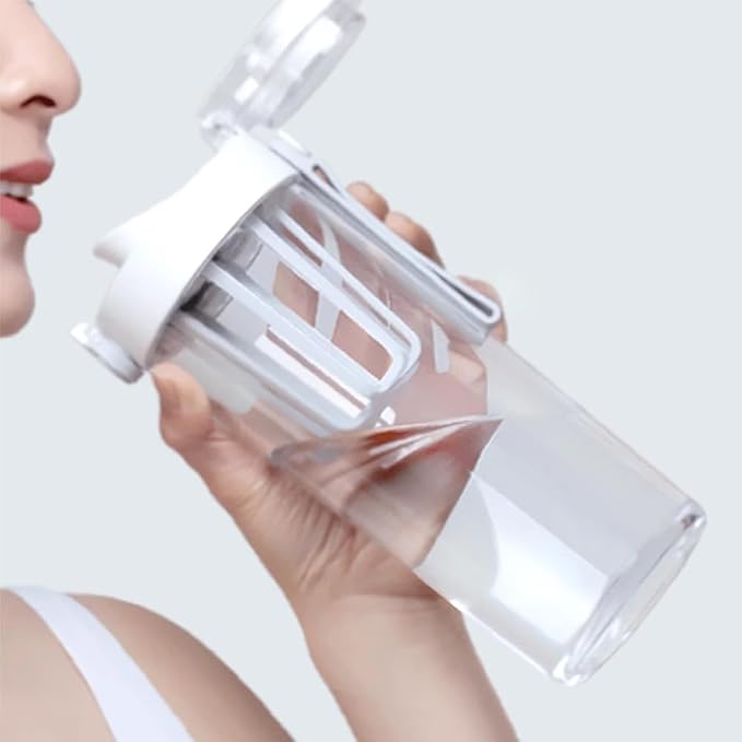 Xiaomi Tritan Water Bottle 600ml, BPA-Free Portable Cup with Tea Strainer & Leak-Proof Lock, One-Hand Operation, for Travel/Sports (White)