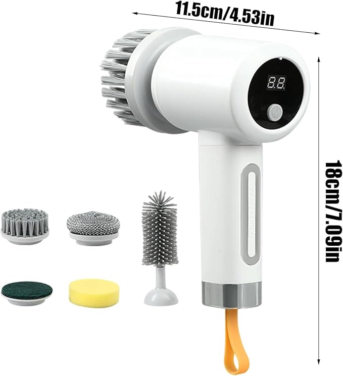 Electric Scrubber for Cleaning - 3-Level Electric Adjustable Household Tool with 5 Brush Heads,Shower Cleaner Brush - for Bathtub Tile Grout Floor Toilet Kitchen Wall Home Household Apartment Car Base