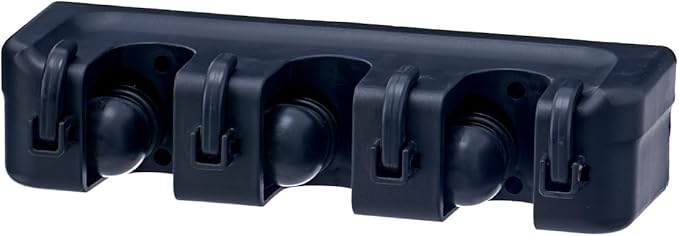 Superio Mop and Broom Holder Wall Mount Storage Organizer for Kitchen, Garage, Garden, 3 Slots (Black)
