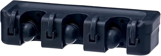 Superio Mop and Broom Holder Wall Mount Storage Organizer for Kitchen, Garage, Garden, 3 Slots (Black)