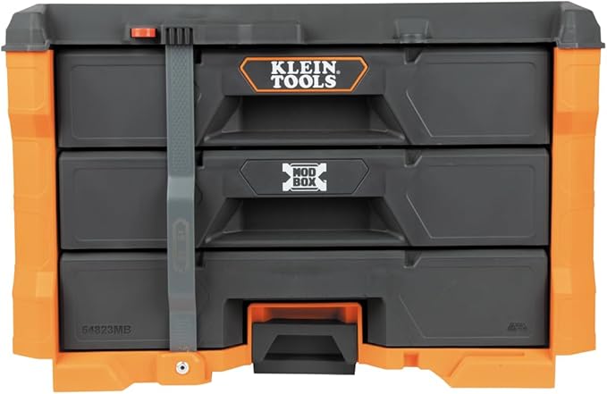 Klein Tools 54823MB MODbox 3-Drawer Tool Box Organizer, Heavy-Duty Tool Storage, Stackable Module, 50-Pound Capacity