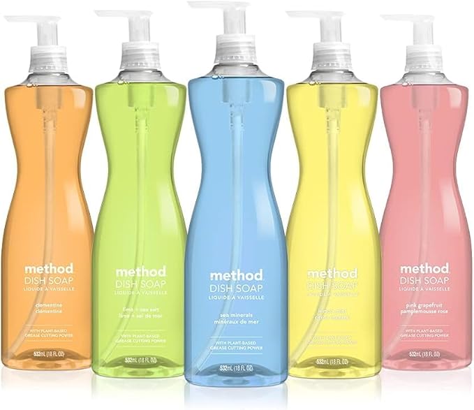 Method Dish Soap, Lime + Sea Salt, Tough on Grease, 18 Fl Oz (Pack of 1)