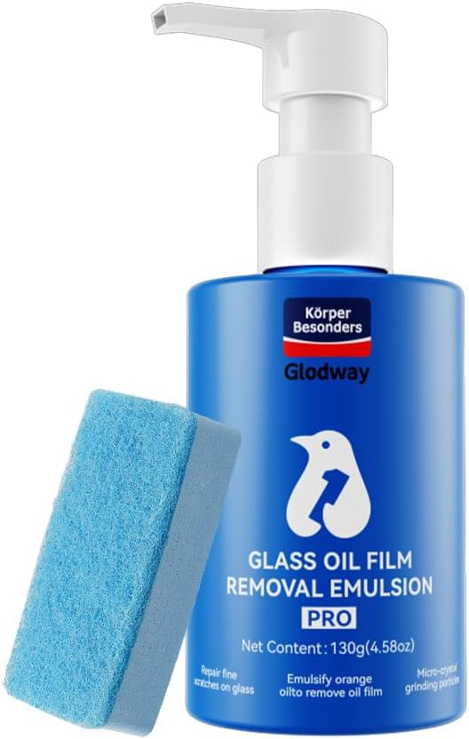 Glodway Car Glass Windshield Cleaner,Oil film Remover, Streak-Free Shine on Windows, Windshields, and Mirrors, Ammonia Free, for Auto and Home,4.58 OZ