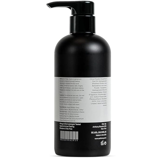 Anthony No Sweat Body Defense Deodorant for Men, Anti-Chafing & Anti-Itch Cream-to-Powder Lotion for Groin, Thighs & Underarms, Talc-Free, Absorbs Moisture, Sweat & Odor Control, 16 fl oz