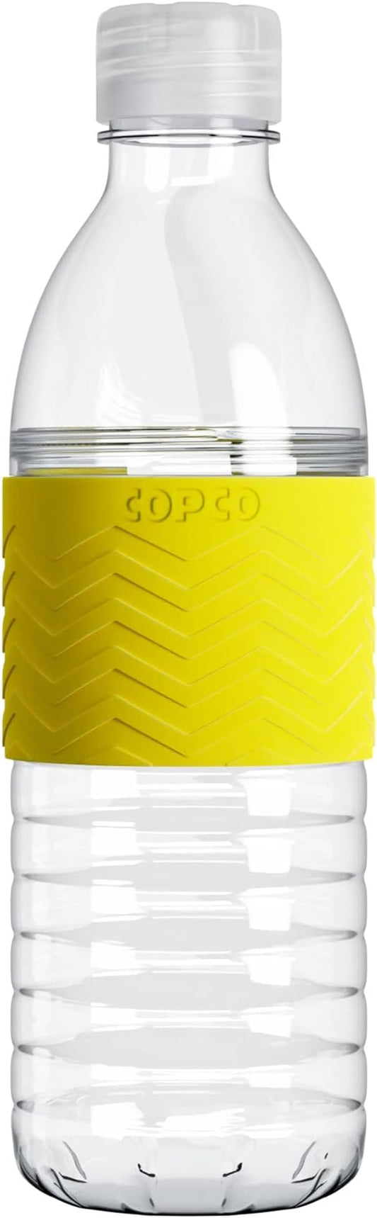 Copco Hydra 16.9 oz Water Bottle with Leak-Proof Lid - Tritan Reusable with Textured Grip Sleeve - BPA-Free, Shatter-Resistant, Dishwasher Safe for Travel, Gym, Work, Outdoors (Chevron Buttercream)