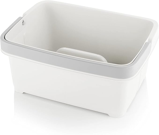 Minky Large Storage Caddy - Easy to Clean Plastic Storage Bin with Foldaway Handle - Perfect for Cleaning, Crafts, Baby Items, DIY - Great for Pantry, Fridge & Organization - Made in UK (White)