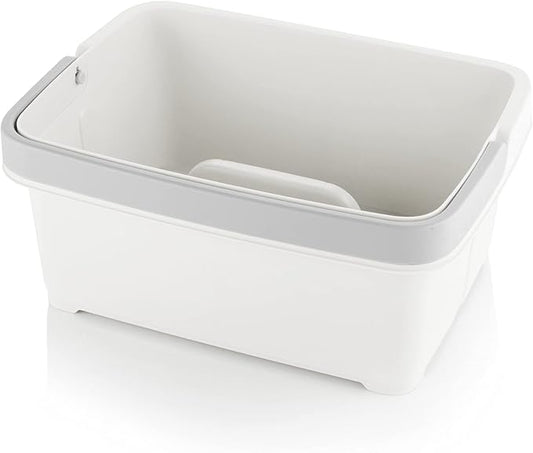 Minky Large Storage Caddy - Easy to Clean Plastic Storage Bin with Foldaway Handle - Perfect for Cleaning, Crafts, Baby Items, DIY - Great for Pantry, Fridge & Organization - Made in UK (White)