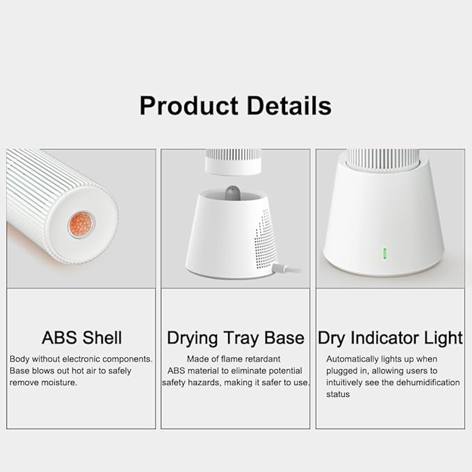 Reusable Cordless Gun Safe Mini Dehumidifier, Rechargeable with Heating Base, Quiet Small Portable Drier Stick for Space Room Bathroom Closet Car RV Boat Cabinet TOP-X-White 2+1