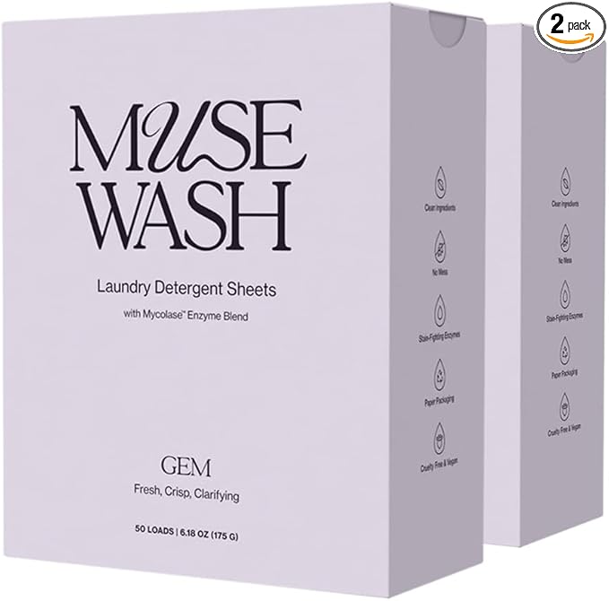 Laundry Detergent Sheets | Enzyme-Powered, Vegan, Paraben-Free | Luxury Scents | Plastic-Free, Eco-Friendly, Travel-Friendly Packaging (100 Loads - 2 Box, GEM)
