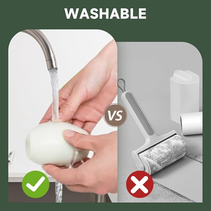 Reusable Lint Rollers, Pet Hair Remover for Laundry, Mini Portable Lint Roller Extra Sticky for Furniture, Couch, Carpet, Clothing and Bedding (White 2pcs)