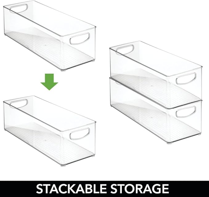 mDesign Household Storage Bin for DVDs, PS4 and Xbox Video Games - Pack of 2, Large, Clear