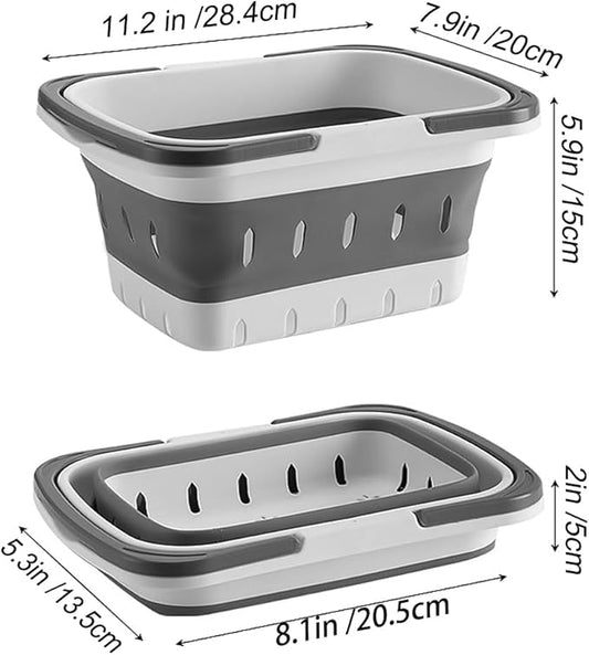 Portable Folding Plastic Bath Caddy with Handle, Perforated, Travel Bathroom Organizer for Bedroom, Bathroom, Shower, Dorm Room, Camping and RV Use (Orange, 2 pack)
