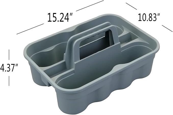 Teyyvn 4 Pack Carry Caddy, Plastic Cleaning Caddy with Handle, Gray