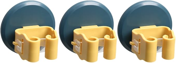 Lurrose 9pcs Mop and Broom Holder Wall-Mounted Clips for Easy Organization No Drilling Required for Kitchen Bathroom and Garage Storage Blue and Yellow