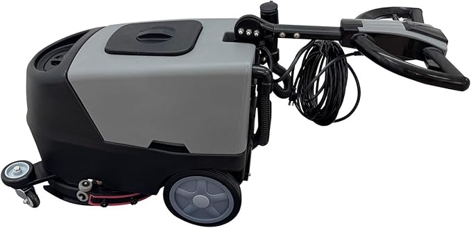 110V Commercial Floor Scrubbing Machine 16.9" Automatic Walk-Behind Floor Scrubber Dryer 13.2 Gallons of Dual Tanks for Warehouse/Office/Hotel 173RPM