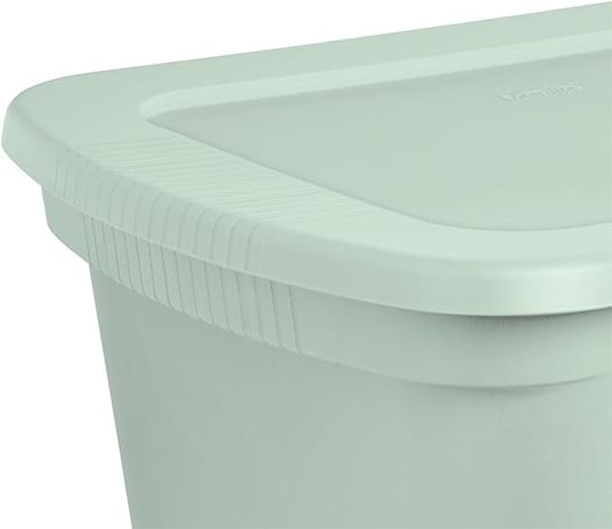 Sterilite 16 Pack Tote, Plastic Stackable Storage Bin Container with Lid, 18 Gallon, Mindful Mint