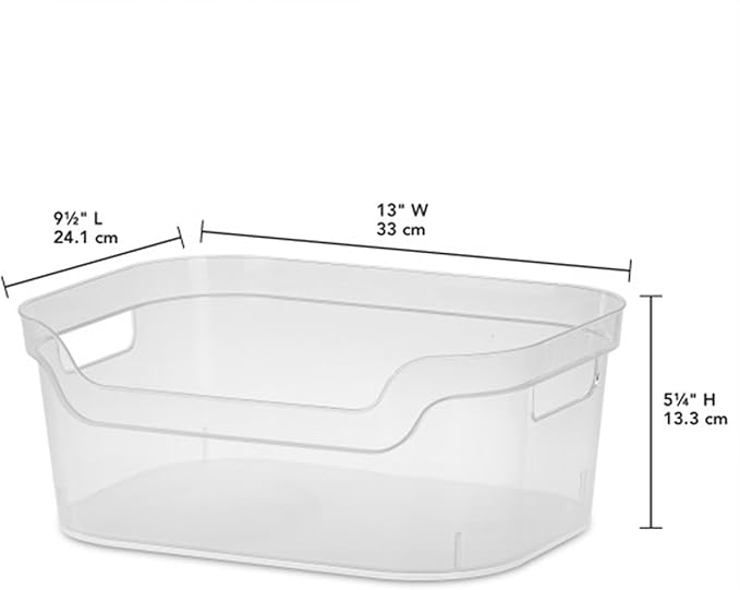 STERILITE 5.25 in. X 9.5 in. X 13 Clear Plastic Cube Storage BIN W/Carry Handles, 16