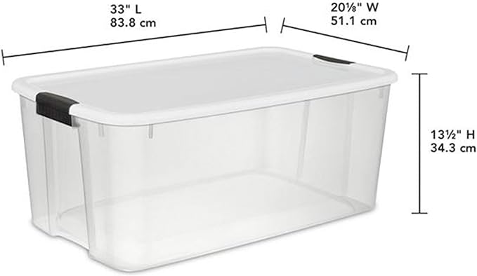 Sterilite 116 Quart and 66 Quart Multipurpose Ultra Storage Tote Box Storage Containers for Home or Office Organization, Clear, 4 Pack and 6 Pack