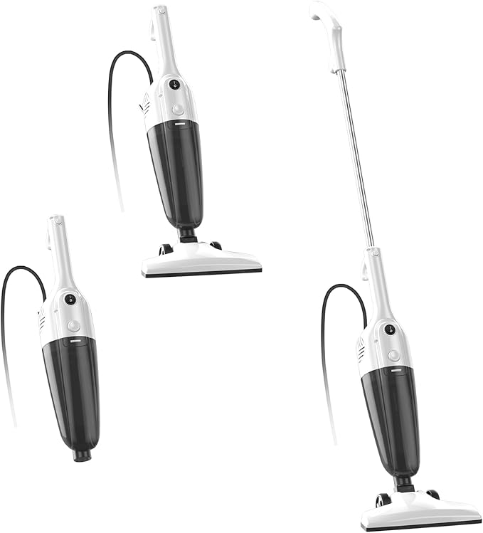 Stick Vacuum Cleaner, Corded 2-in-1 Lightweight Vacuum with Powerful Suction, Washable HEPA Filter, Handheld & Upright for Pet Hair, Carpet, Hardwood Floor & Home Cleaning – White MC607C