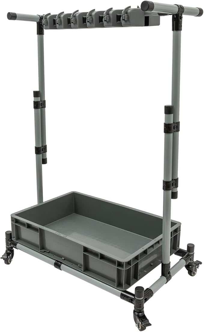 Garden Tool Organizer, 10 Slots with Hooks, Movable Floor-Mounted Mop Rack Floor Standing Cleaning Tool Cart Storage for Garage Organization and Storage, Hold Long-Handled Tool/Rake/Broom (Style 1)