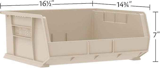 Akro-Mils 30250 AkroBins Plastic Storage Bins, Space-Saving Stackable Bins for Garage, Pantry, Craft Organization, 15-Inch x 16-Inch x 7-Inch, Red, 6-Pack