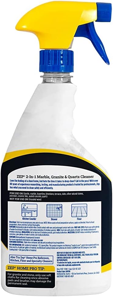 Zep NEW Home Pro 2-In-1 Marble, Granite & Stone Cleaner - 24 Fl. Oz. (Case of 6) - R49706 - Pro Trusted Cleaning Power: Now in Refreshing Scents & Family Friendly Formulas…