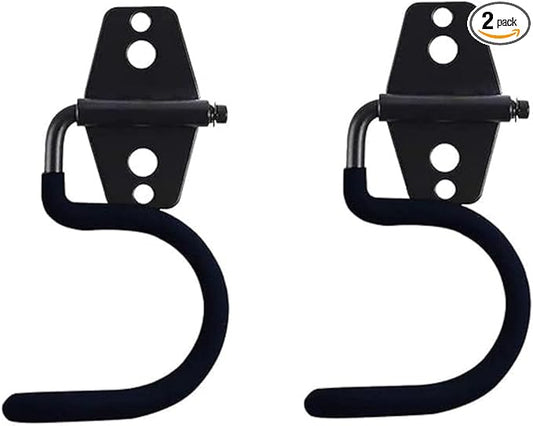 2PCS Garage Hook Heavy Duty Steel Garage Storage Hook, Heavy Duty Hook，Utility Hook and Broom and Mop Holder Wall Mount for Organizing Cleaning Tools, Mops, Garden Tools (S-Type) (Black)