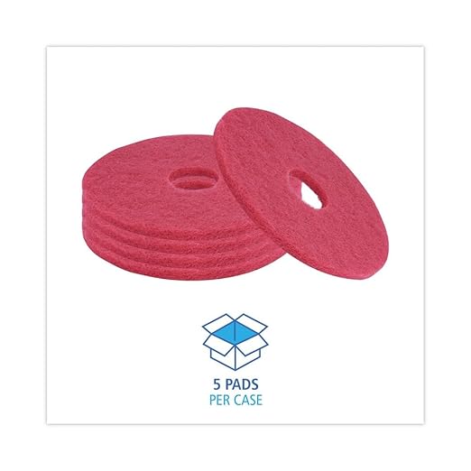 Boardwalk BWK4014RED 14 in. Diameter Buffing Floor Pads - Red (5/Carton)
