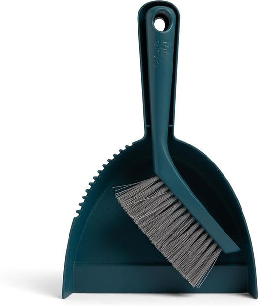 Full Circle Clean Ocean Dustpan and Brush Set - Small Broom and Dustpan Set for Home, Desktop, Sofa, Kitchen, Keyboard & Car Cleaning, Teal