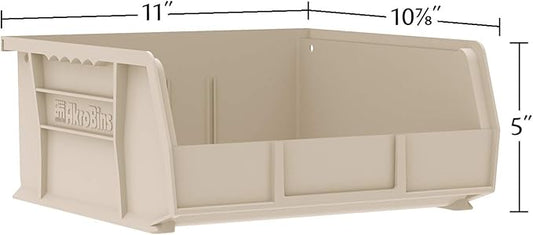 Akro-Mils 30235 AkroBins Plastic Storage Bins, Space-Saving Stackable Bins for Garage, Pantry, Craft Organization, 11" x 11" x 5", Green, 6-Pack